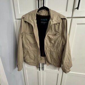Vintage JACK NICKLAUS Golden Bear BEIGE Lightweight FULL-ZIP Pockets JACKET SZ L